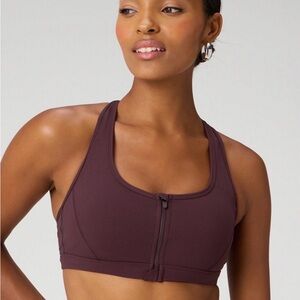 Fabletics Front Zip Sports Bra - Oxblood